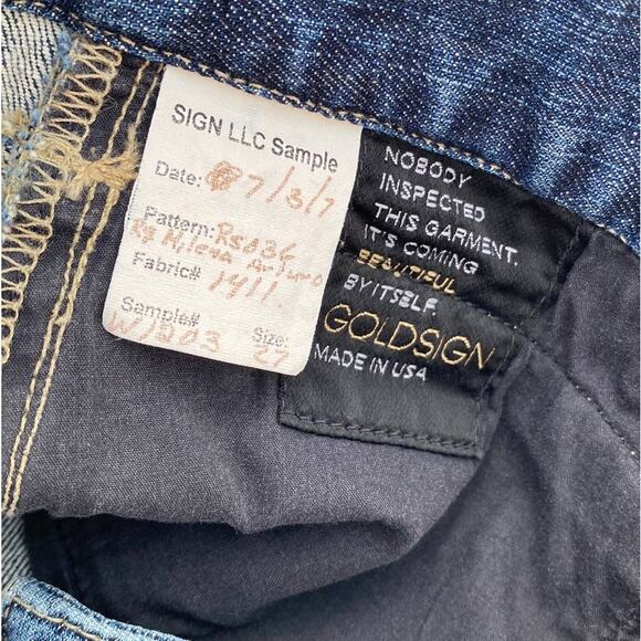 New Goldsign Women's Blue Medium Wash Distressed Jean Denim Mini Skirt Size 27 - Picture 8 of 10